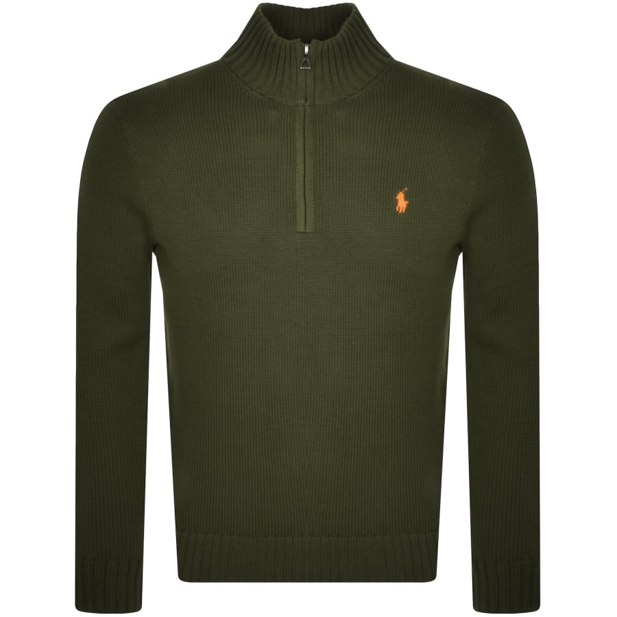 Ralph Lauren Half Zip Knit Jumper Green | Mainline Menswear